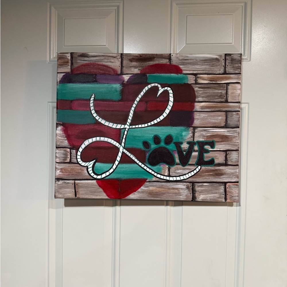 Love Wall Art with Heart and Paw Print
